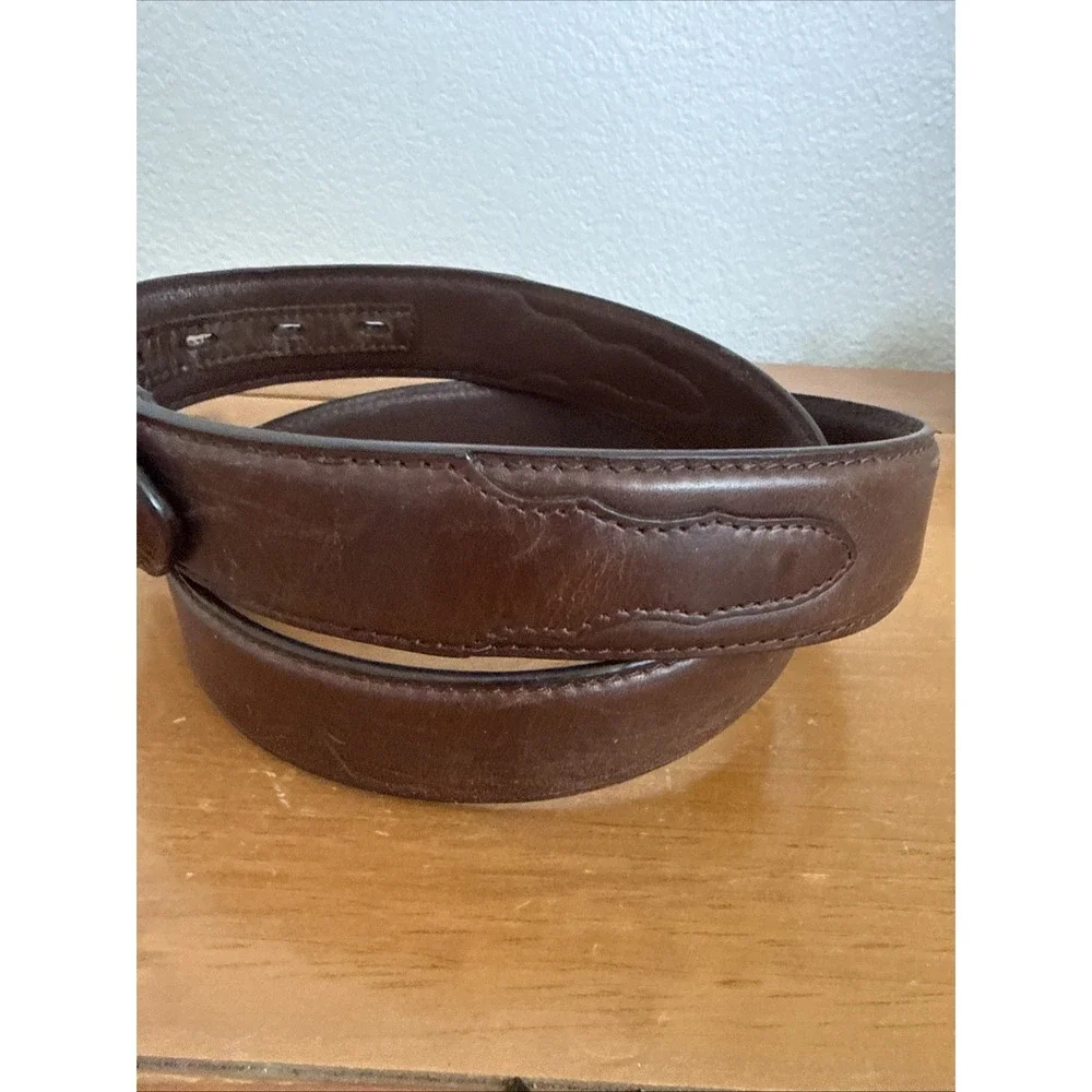 Vintage DDD 3D Men's Western Belt Brown Genuine Leather Gold Tone Buckle Size-34